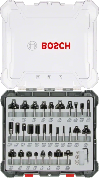 Bosch 30-teiliges Fräser-Set, 8-mm-Schaft