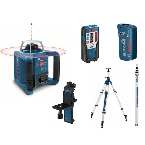 Bosch GRL 300 HV Livella laser rotante + BT 300 HD Treppiede + GR 240 Asta metrica + RC 1 Telecomando