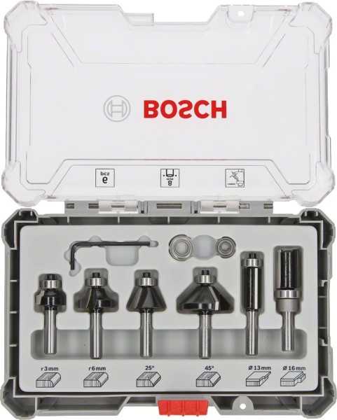 Bosch Set frese da 6 pz. per profilare smussare e scanalare codolo da 8 mm