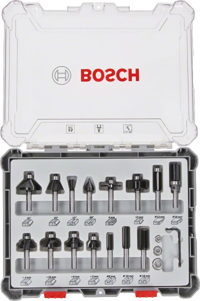 Bosch 15-teiliges Fräser-Set, 8-mm-Schaft