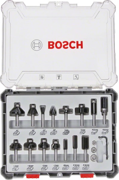Bosch 15-teiliges Fräser-Set, 6-mm-Schaft